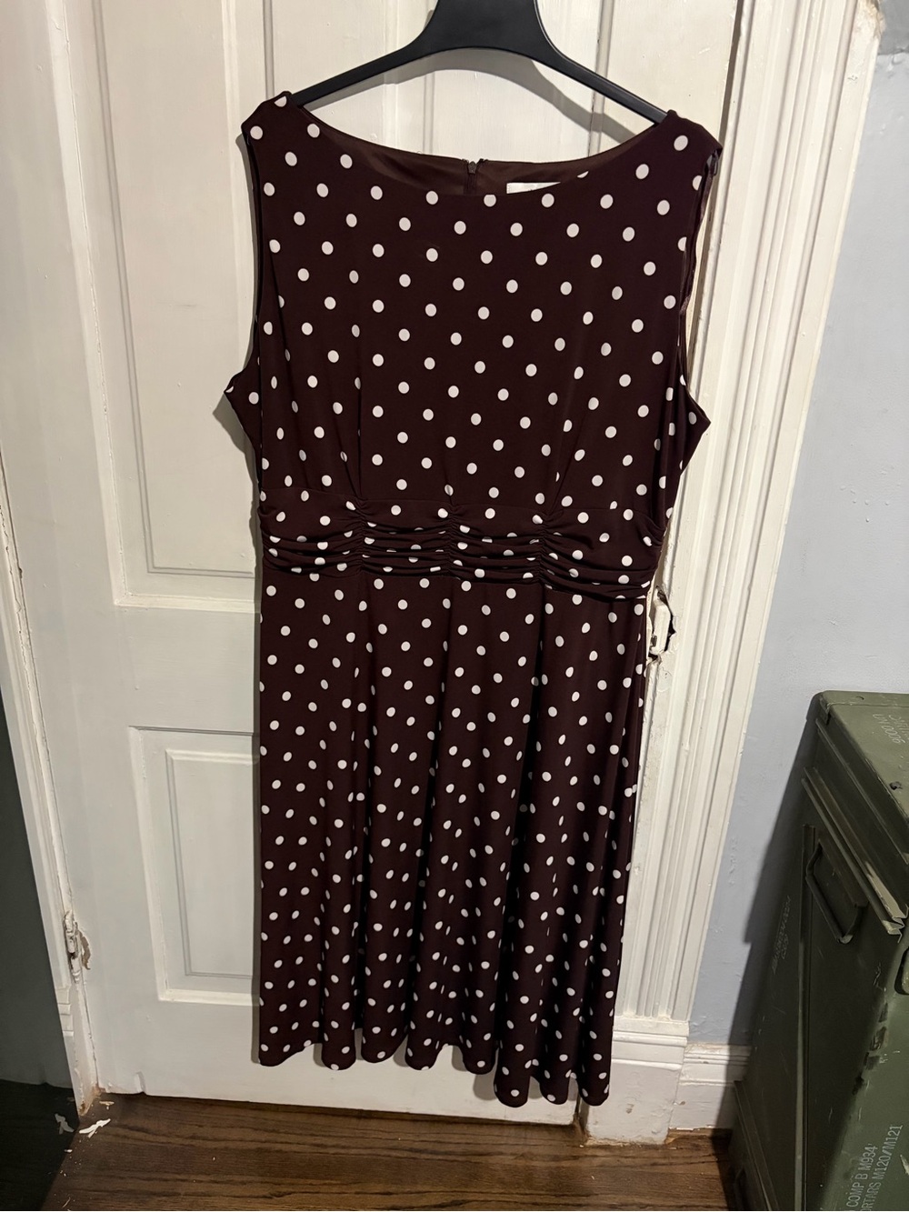 CJ Banks 20W Brown and White Midi Dress